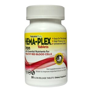 Hema-Plex® NaturesPlus – Залізо з повільним вивільненням для щоденної підтримки, 30 таблеток
