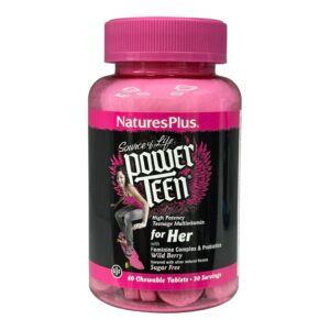 NaturesPlus, Source of Life, Power Teen, добавка для дівчаток-підлітків, без цукру, з натуральним смаком лісових ягід, 60 ж