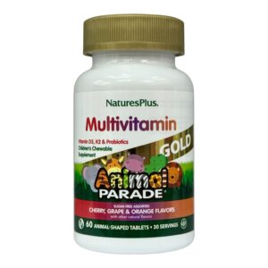 NaturesPlus, Animal Parade® Gold, жувальні мультивітаміни для дітей, вишня, виноград і апельсин, 60 таблеток у формі тварин