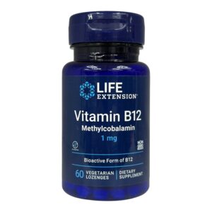 Life Extension, вітамін B12, метилкобаламін, 1 мг, 60 вегетаріанських пастилок