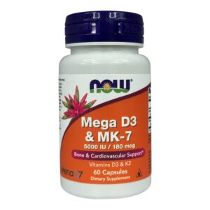 NOW Foods, мега D3 та MK-7, 60 капсул