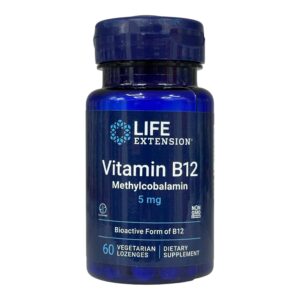 Life Extension, вітамін B12, метилкобаламін, 5 мг, 60 вегетаріанських пастилок