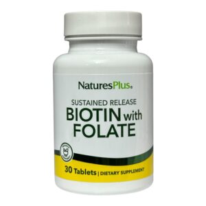 Biotin + Folate NaturesPlus – Формула тривалого вивільнення для краси та здоровʼя, 30 таблеток