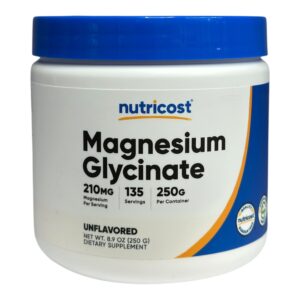 Nutricost, гліцинат магнію, без смакових добавок, 250 г