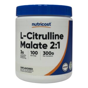 Nutricost, L-цитрулін малат 2:1, без смакових добавок, 300 г