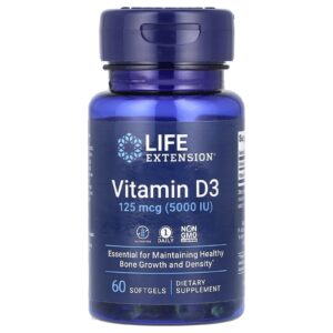 Vitamin D3 125 mcg (5000 IU), 60 softgels